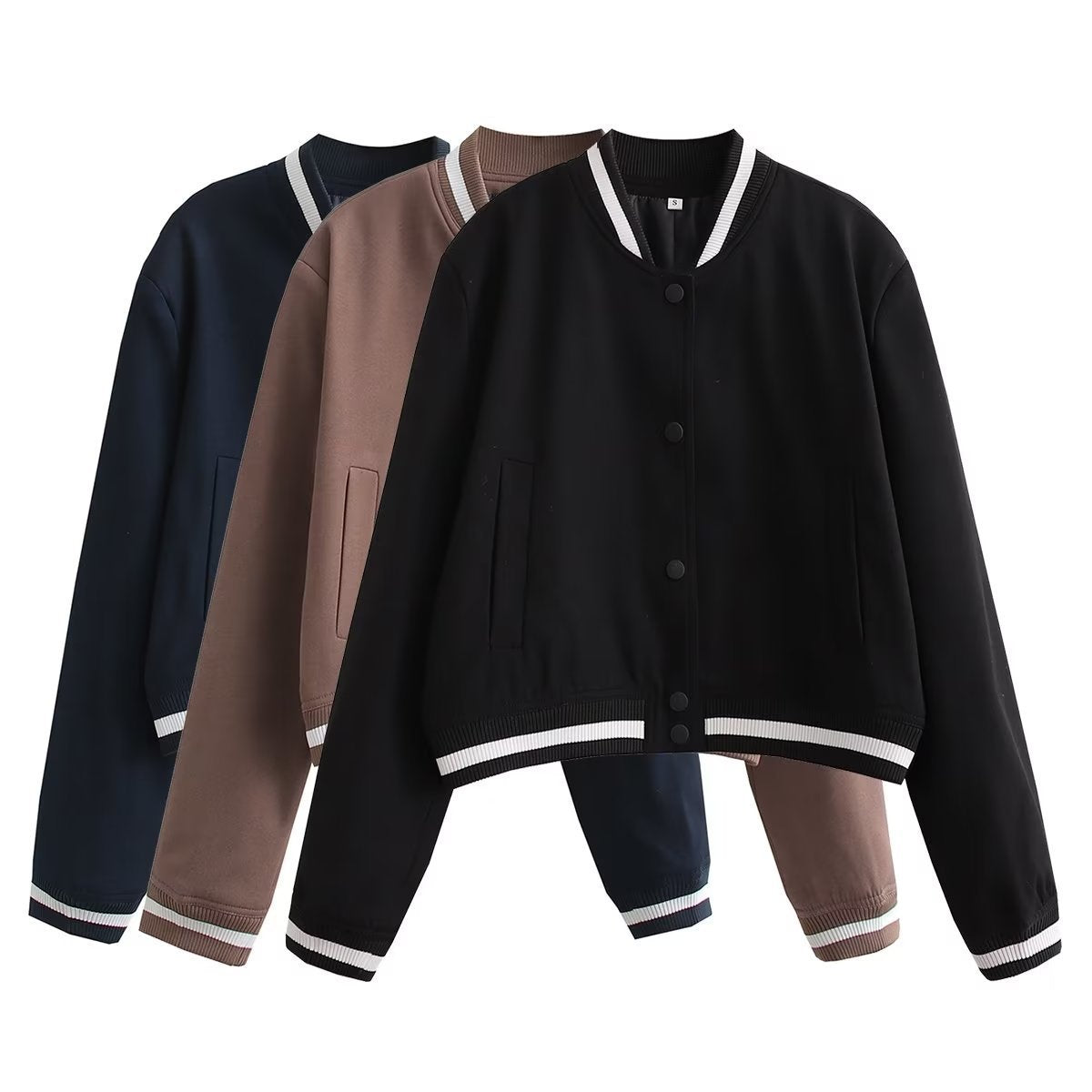 Kort Jacka Dam Sportig Stil Ribbad Polyester-3