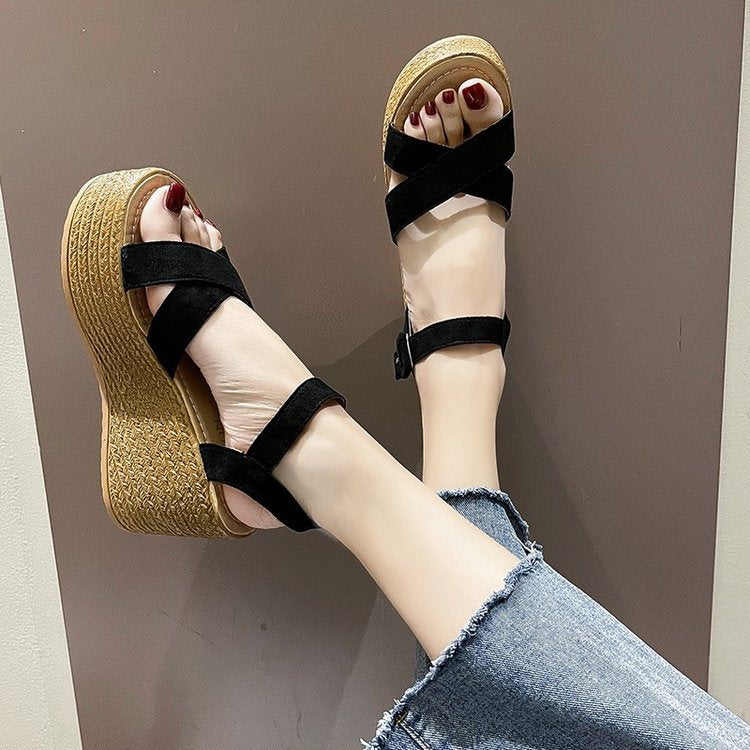 Damer Kilsandaler med Tvärbälte och Halkfri Sula Syntetmaterial-2