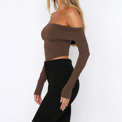 Kvinnors Off-Shoulder Skjorta med V-ringning – Mjuk och Elastisk Långärmad Blus för Vardag och Fest 5