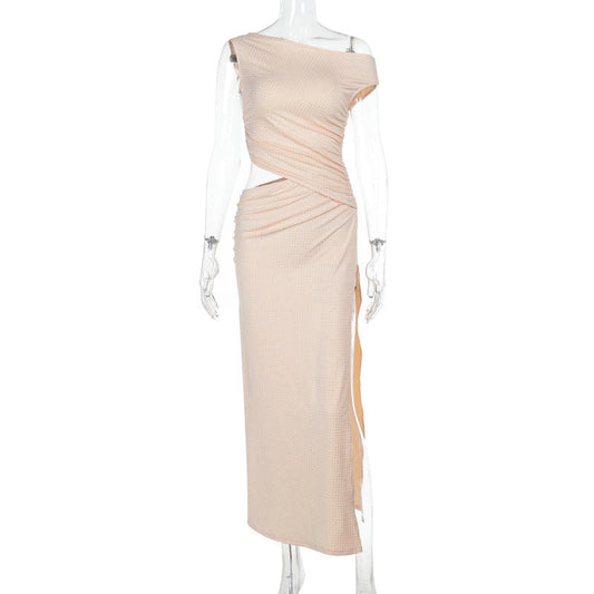 Dam Klänning Maxi Asymmetrisk Design Mjuk Material 1