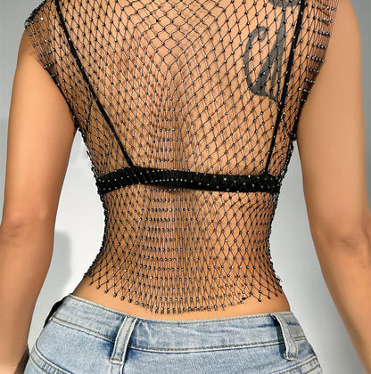 Dam Festtopp Avslappnad Nätmaterial-4