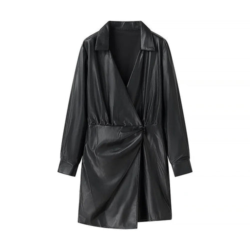 Kvinnors Jacka Wrap Syntetiskt Läder Elegant Design 1