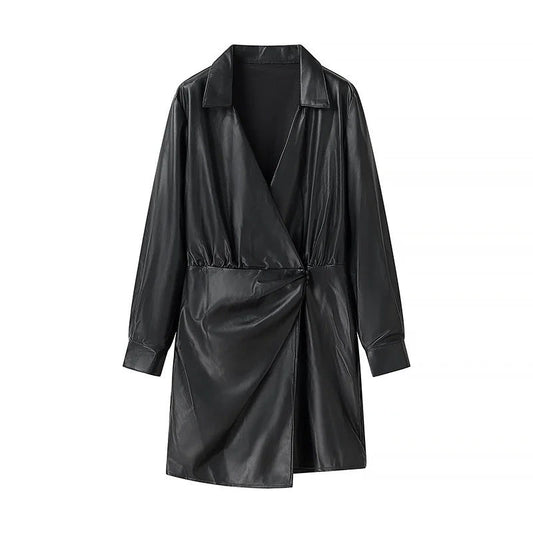 Kvinnors Jacka Wrap Syntetiskt Läder Elegant Design-1