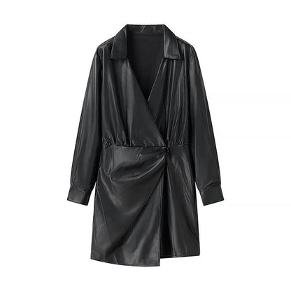 Kvinnors Jacka Wrap Syntetiskt Läder Elegant Design 5