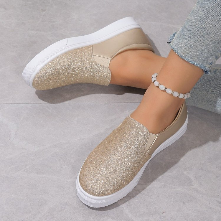 Dam Sneakers Glitter Slip-On Komfort Textil 5