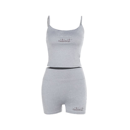 Kvinnor Sportigt Set Crop Top och Shorts Mjuk Textil 6