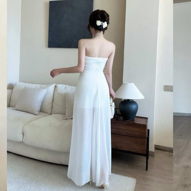 Dam Axellös Klänning Lång Polyester Med Frontslits-4