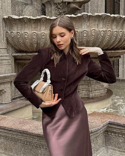 Variant image for Dam Sammetjacka Elegant Smal Krage Mjuk Sammet-1