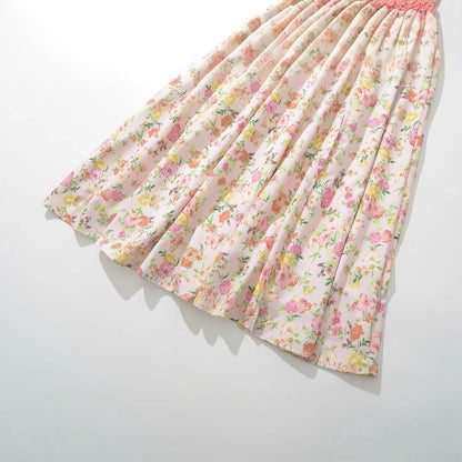 Damklänning Maxi Blommig Design med Rüschendetaljer i Andningsbart Tyg 4