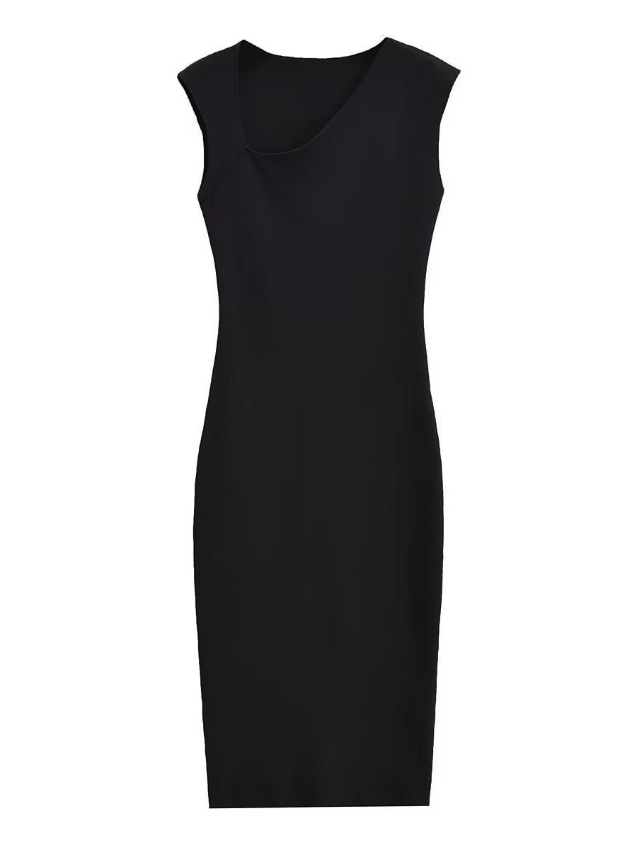 Kvinnors Bodycon Klänning Asymmetrisk Nacke Stickad-6