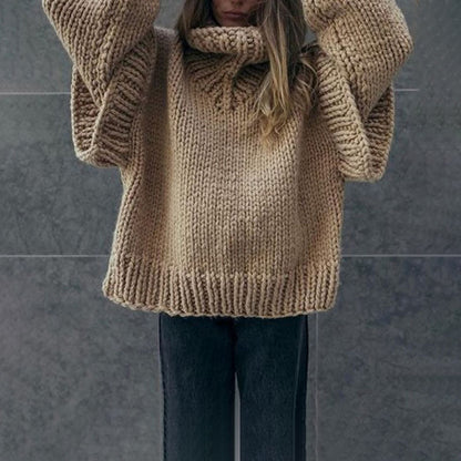 Dam Överdimensionerad Tröja Bomull och Akryl Lång Ärme-2