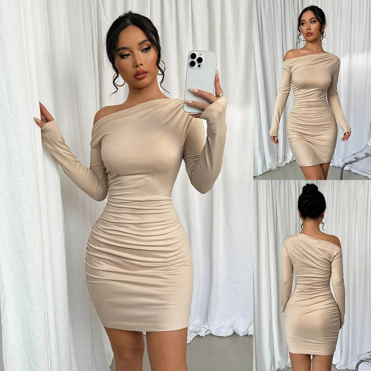 Dam Maxiklänning Asymmetrisk Bodycon Polyester Spandex-2