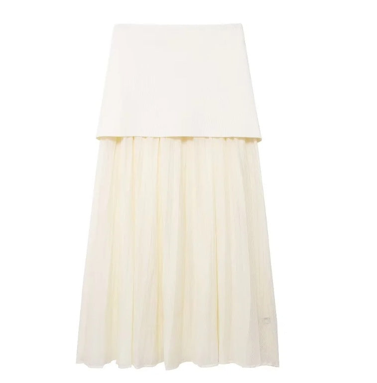 Kjol Dam Elegant Rynkdesign Flödande Material-1