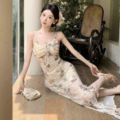 Maxiklänning Dam Romantisk Fjäriltryck Polyester V-Ringning-5