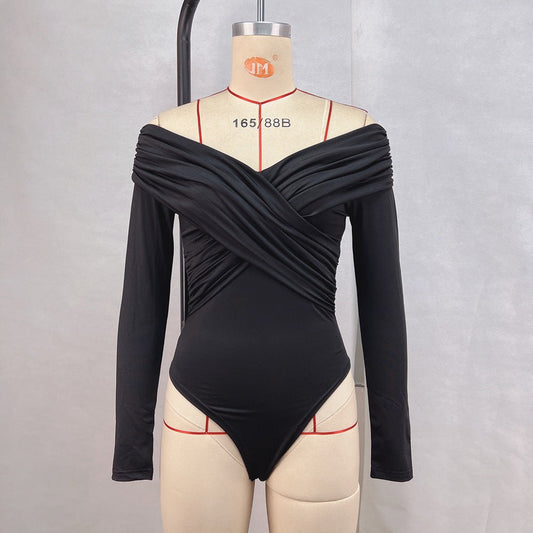 Dam Jumpsuit Off-Shoulder Långärmad Polyester Culottes-1