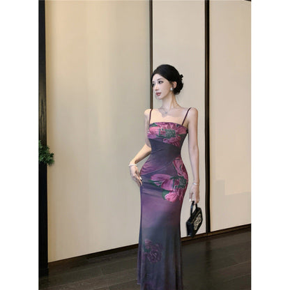 Dam Maxikjol Bodycon Spaghetti Design i Mixat Material – Lång Kjol för Elegant Stil och Komfort 2