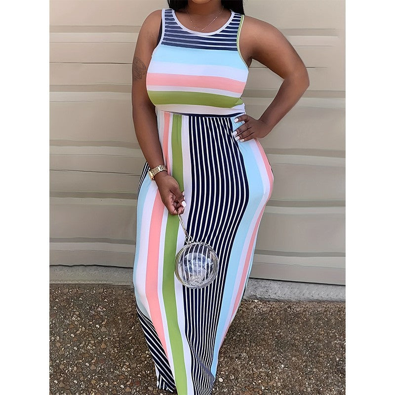 Dam Asymmetrisk Kjol Mönstrad Tyg Färgblockering-4