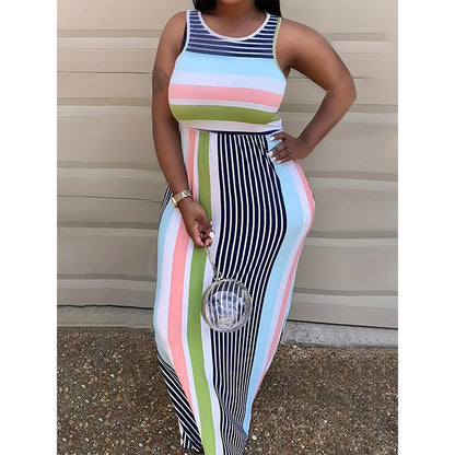 Dam Asymmetrisk Kjol Mönstrad Tyg Färgblockering-4