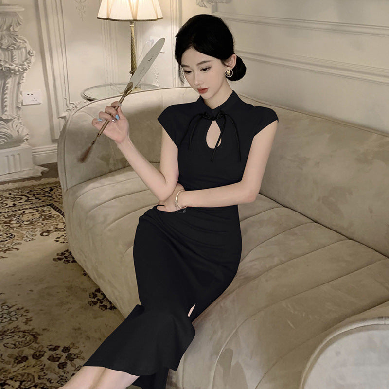 Damklänning Slim-Fit Vintage Polyester Cheongsam-4