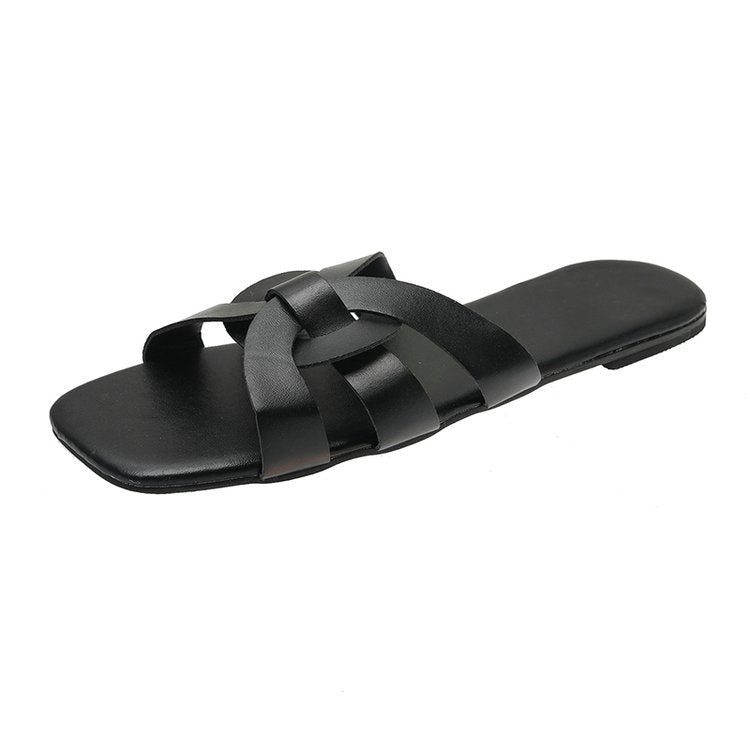 Dam Sandaler Slip-On Flätat Övre Material med Vadderad Sula 6