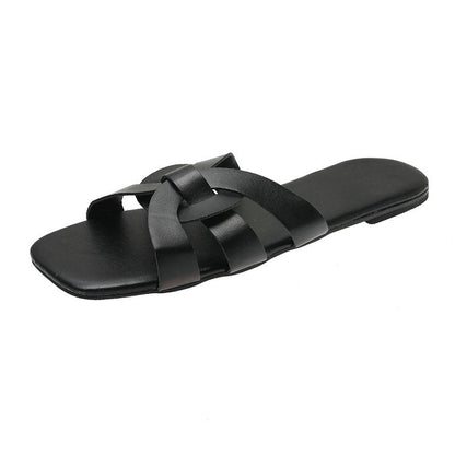 Dam Sandaler Slip-On Flätat Övre Material med Vadderad Sula 9