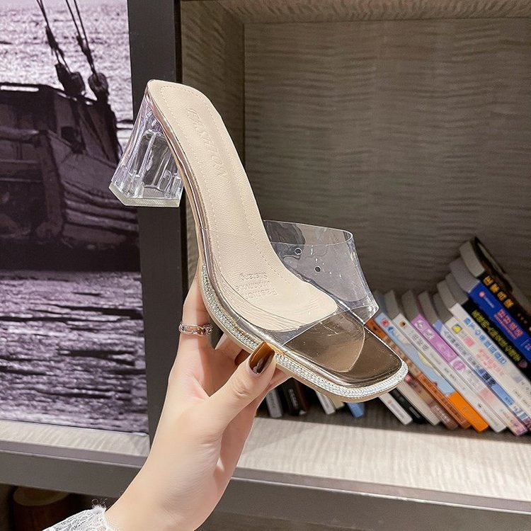 Dam Mulor Transparent Syntetiskt Material Blockhäl 8