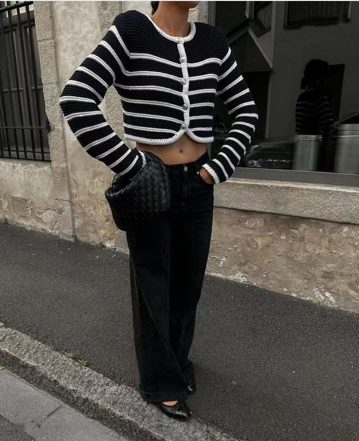 Dam Kofta Vintage Randig Spännbåge i Polyester – Tidlös Elegans och Bekväm Passform för Alla Tillfällen 4