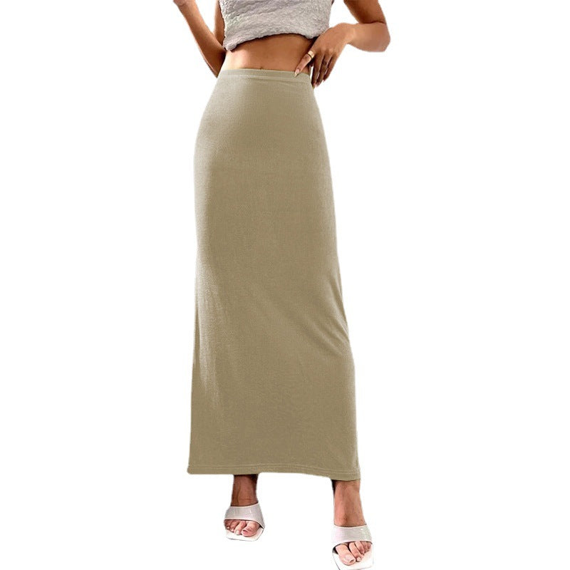 Dam Maxikjol Enfärgad Figur-kramande Stretch Material-5