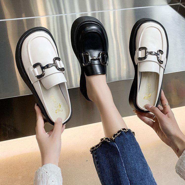 Kvinnors Platå Mules Elegant Spänne Syntetiskt Läder-2