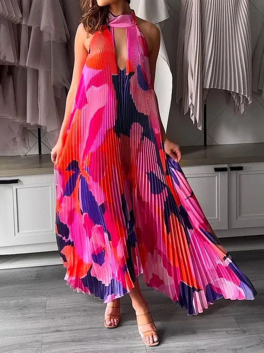 Dam Klänning Lång A-linje Polyester Geometriskt Mönster-1