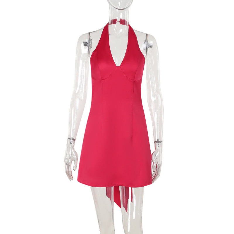 Kvinnors Klänning Djup V-ringning Svängande Kjol Lätt Tyg 8