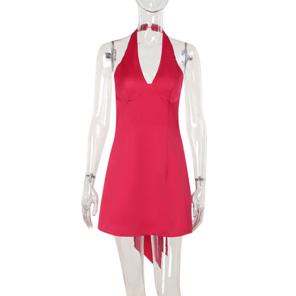 Kvinnors Klänning Djup V-ringning Svängande Kjol Lätt Tyg 8