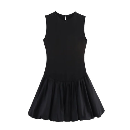 Kvinnors Ärm lös Klänning A-linje Voluminös Kjol Andningsbart Tyg 4