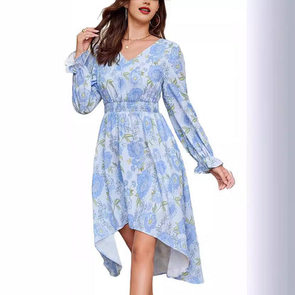 Fina Dam Klänningar Blommig Design Lätt Tyg med Elastisk Midja 2