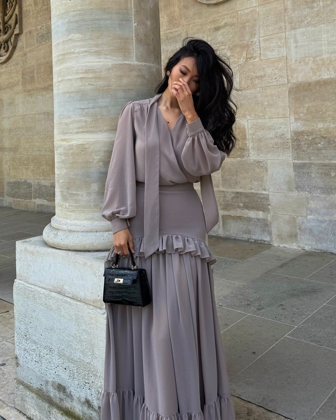 Variant image for Dam Maxikjol Lång Ärmar Patchwork Högkvalitativt Tyg-1