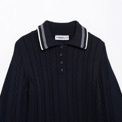 Kvinnors Tröja Modern Stickdesign Klassisk Polo Bomull 4