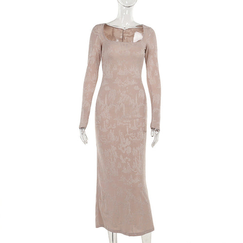 Kvinnors Aftonklänning Lång Ärmar Unikt Mönster Mjuk Tyg 1