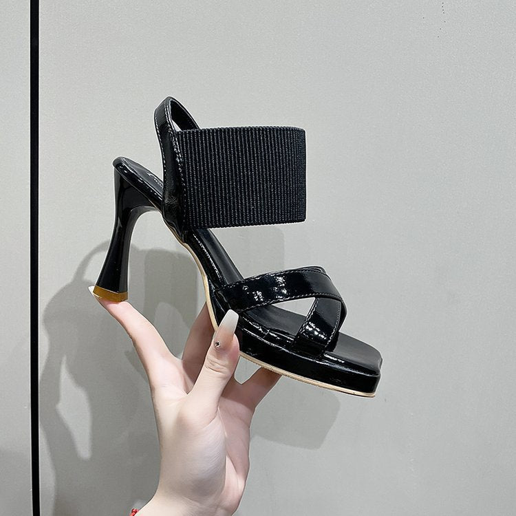 Dam Platå Sandaler Bred Rem Hög Häl Syntetisk 7