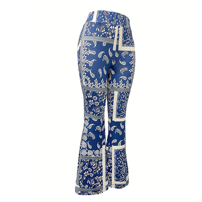 Damer Flared Byxor Paisley-tryck Elastiskt Tyg 5