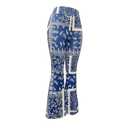 Damer Flared Byxor Paisley-tryck Elastiskt Tyg 5
