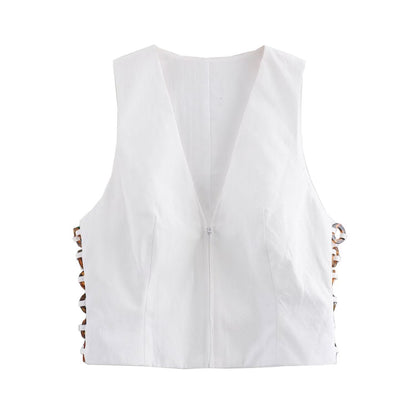 Dam Halbrock Set Ärmlös 100% Bomull Sommarkläder-1