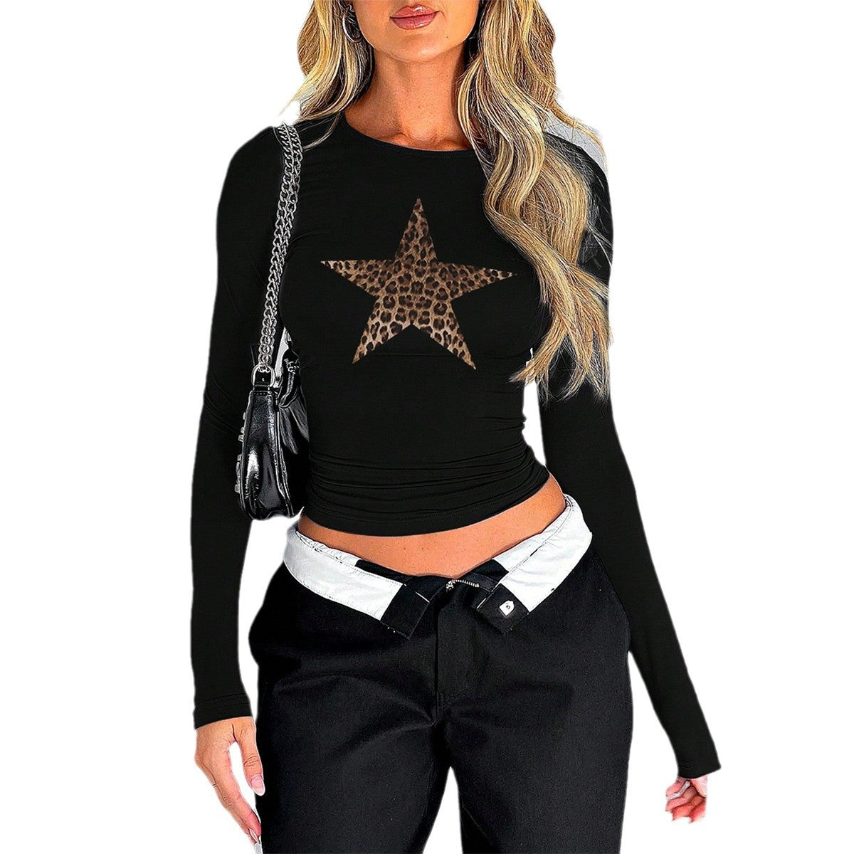 Dam Långärmad Crop Top Slim Fit Viskos-5