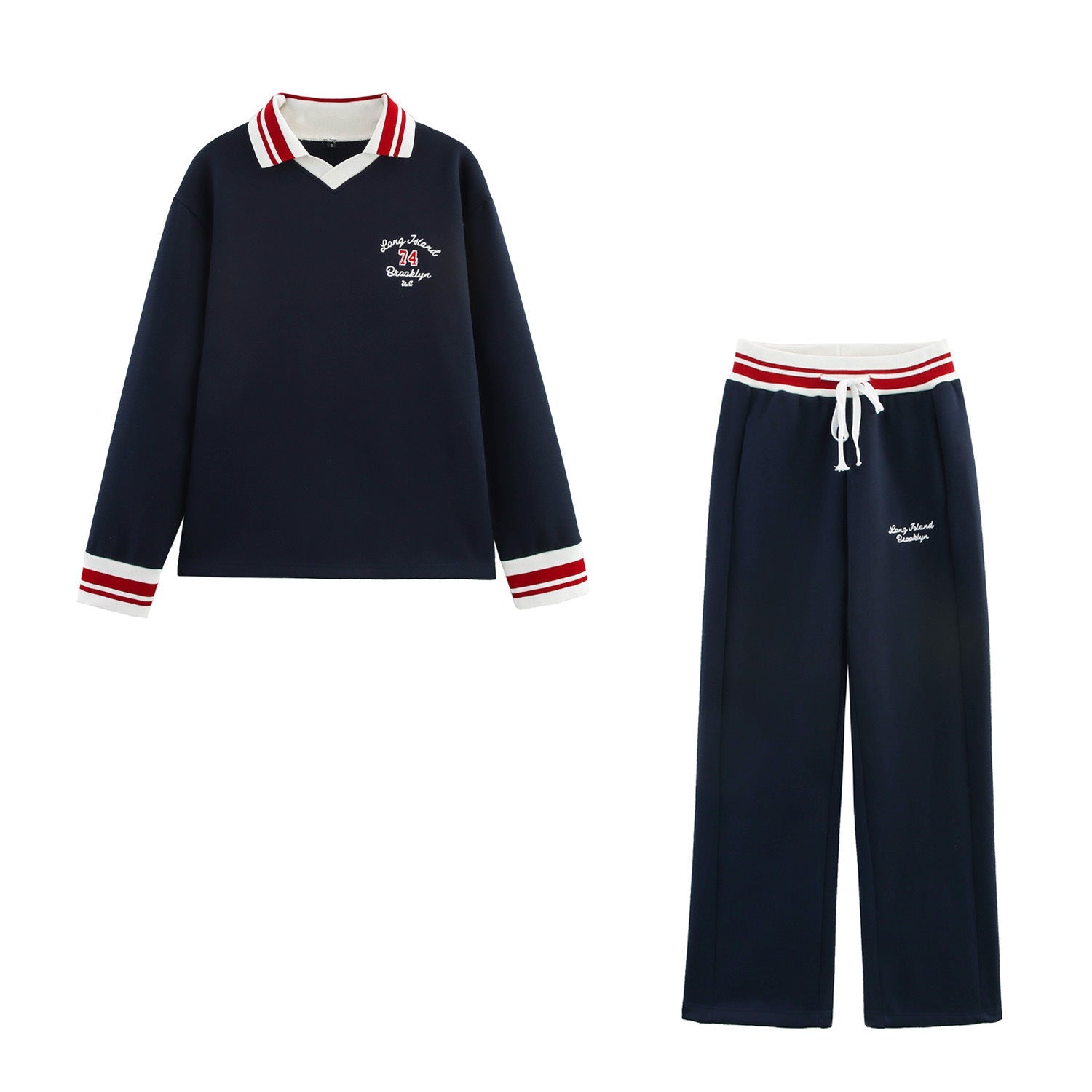 Kvinnors Långärmad Skjorta med V-ringning och Kontrastkrage – Andningsbar Bomullsmix, Bekväm Passform 2