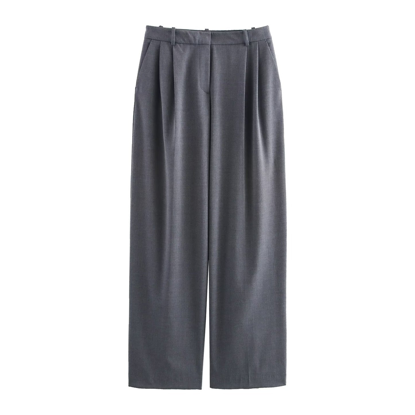 Damkostym Tvådelad Jacka och Bredbyxor i Polyester, Elegant Stil-4