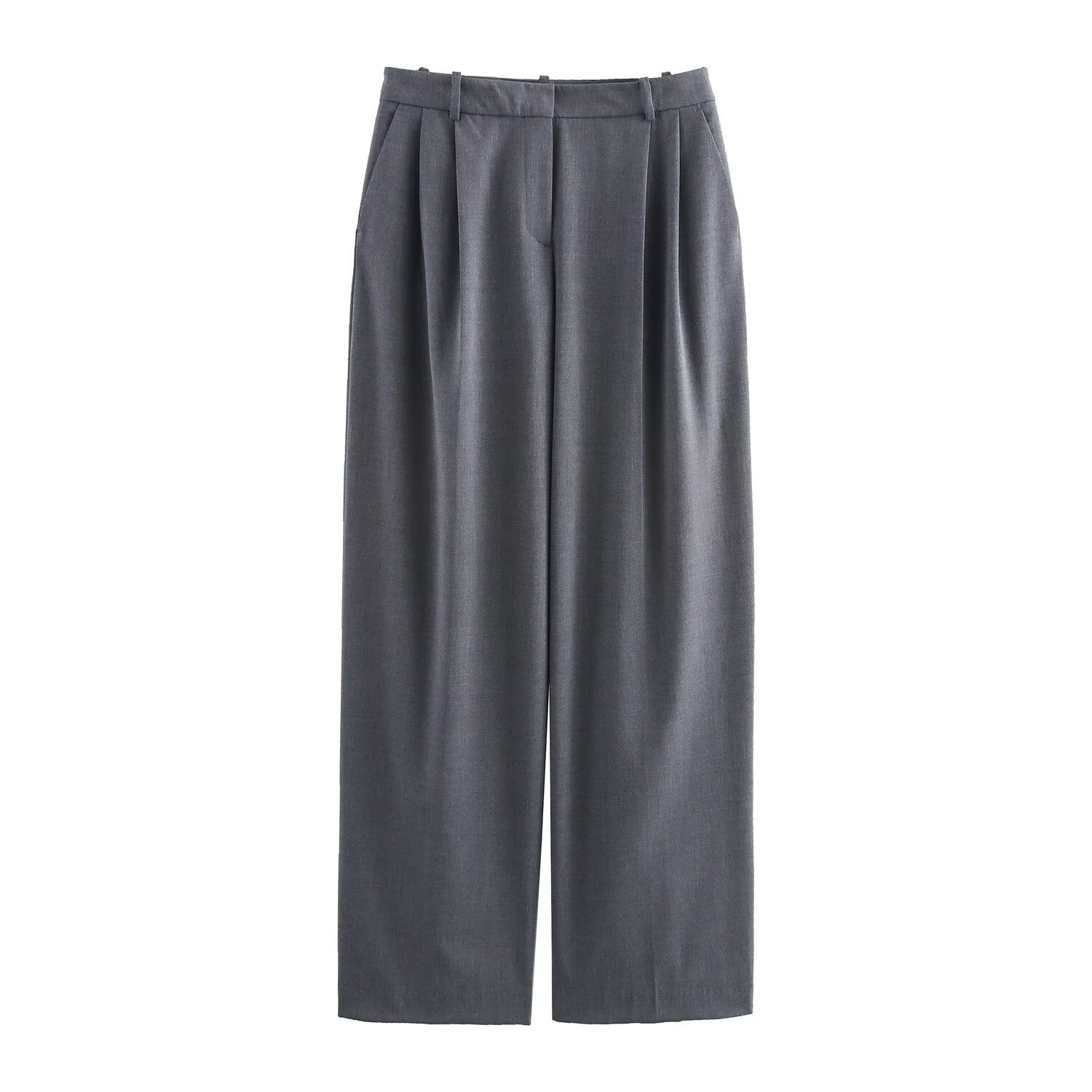 Damkostym Tvådelad Jacka och Bredbyxor i Polyester, Elegant Stil-4
