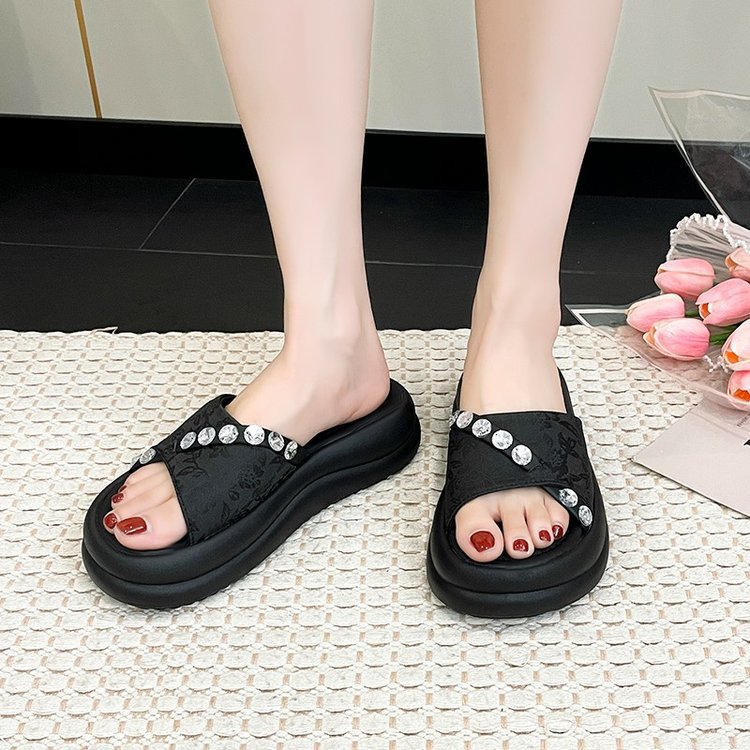 Kvinnors Pantoletter Kamouflage Design Syntetisk med Strass 5