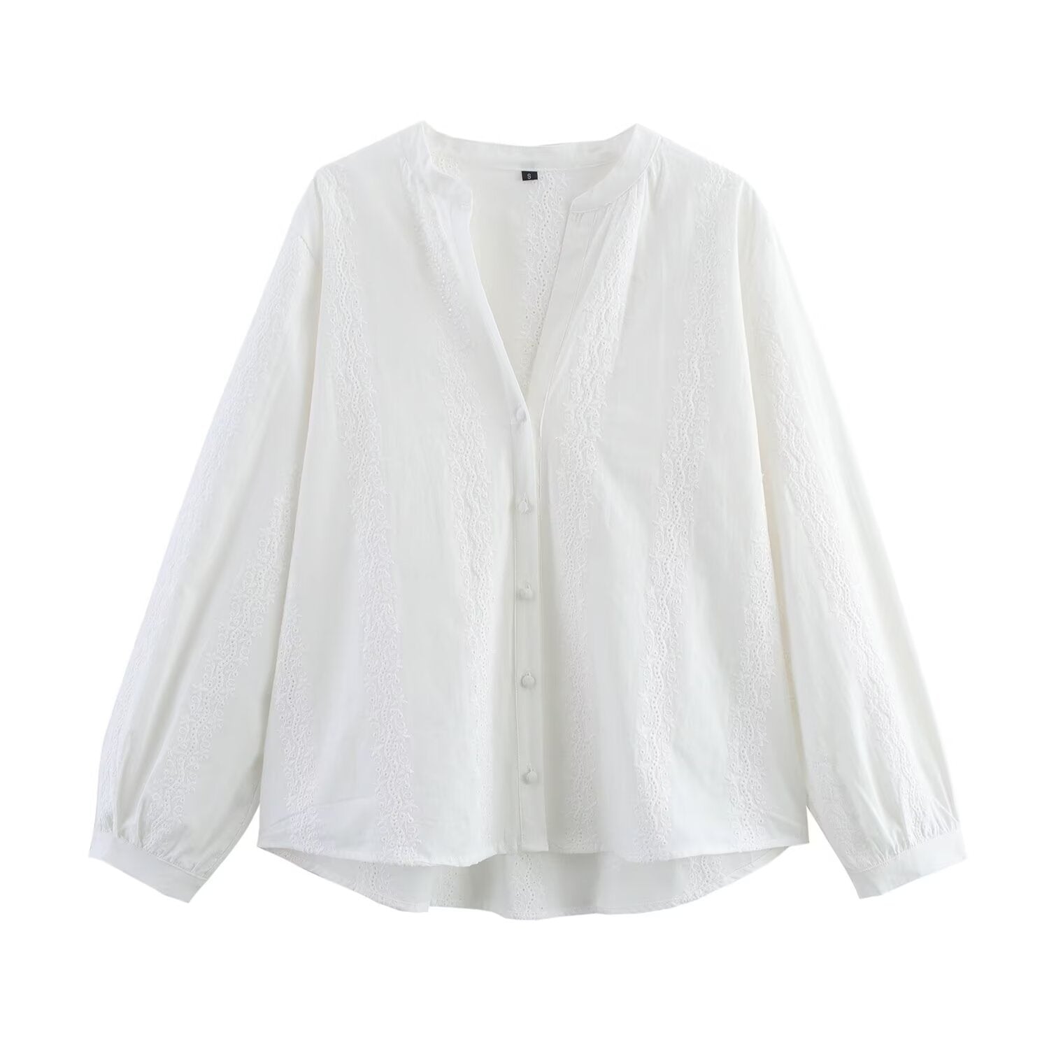 Dam Klänning Kortärmad V-ringning Broderad Polyester-2