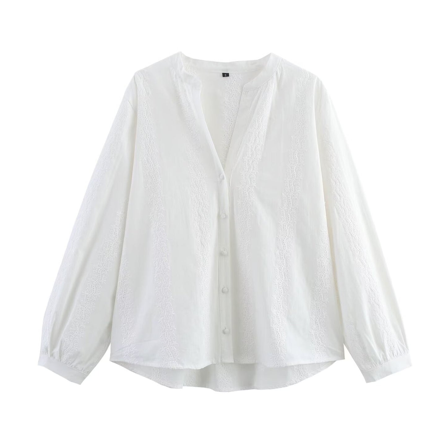 Dam Klänning Kortärmad V-ringning Broderad Polyester-2