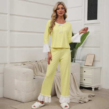 Kvinnors Hemkläder Set Långärmad Polyester 2
