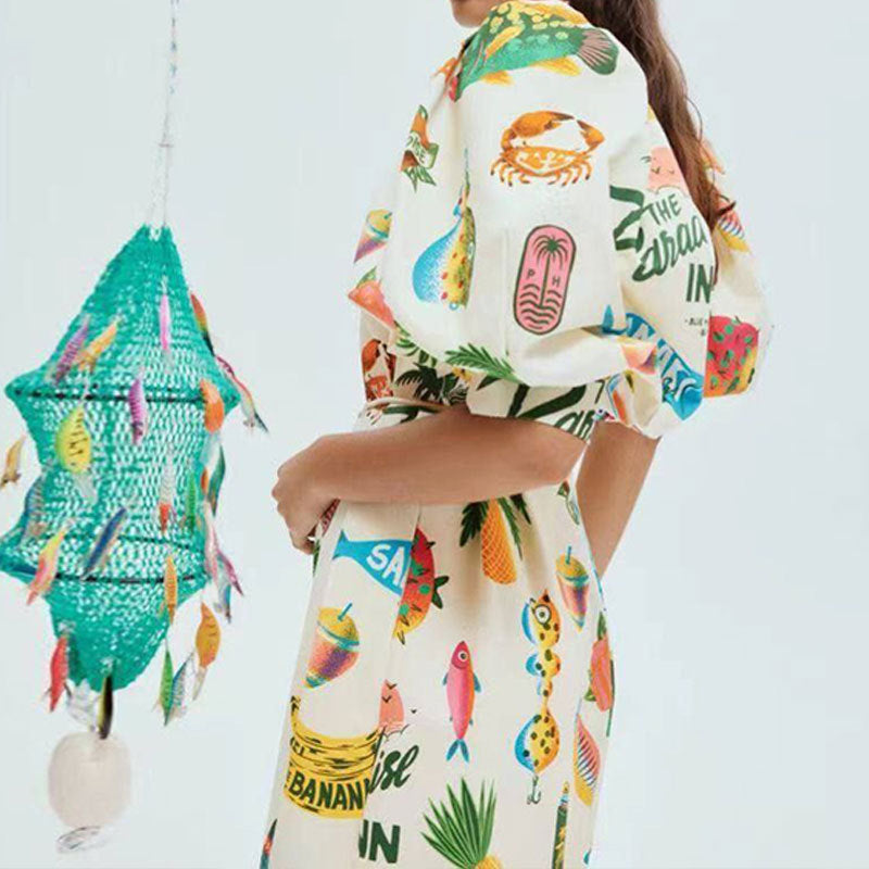 Kvinnors A-Linjeformad Klänning med Puffärmar i Polyester 4